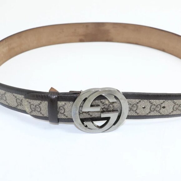 Gucci GG Supreme Monogram Men Belt 85/34 Interlocking Brown/Beidge 142931 READ - Picture 4 of 12
